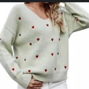 Green heart sweater
